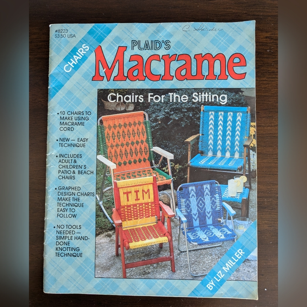 Vintage 1980s Plaids Macrame Chairs For The Sitting